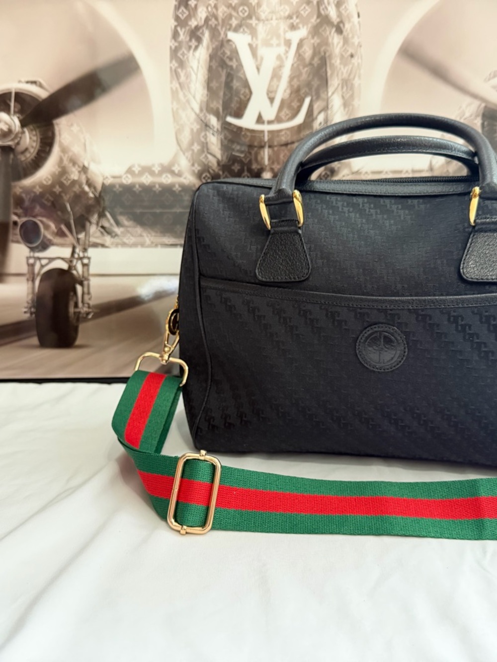 Vintage GUCCI Black Monogram Boston Bag - Picture 3 of 13